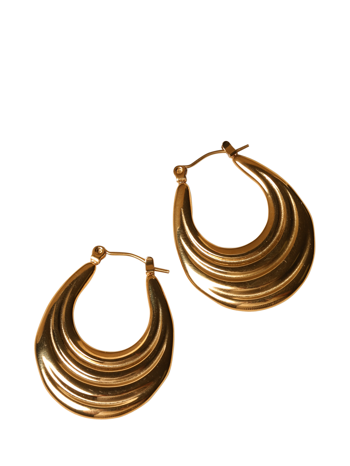 Product image 2 of 3, which shows Jon Richard Gold Plated Ridge Hoop Earrings
