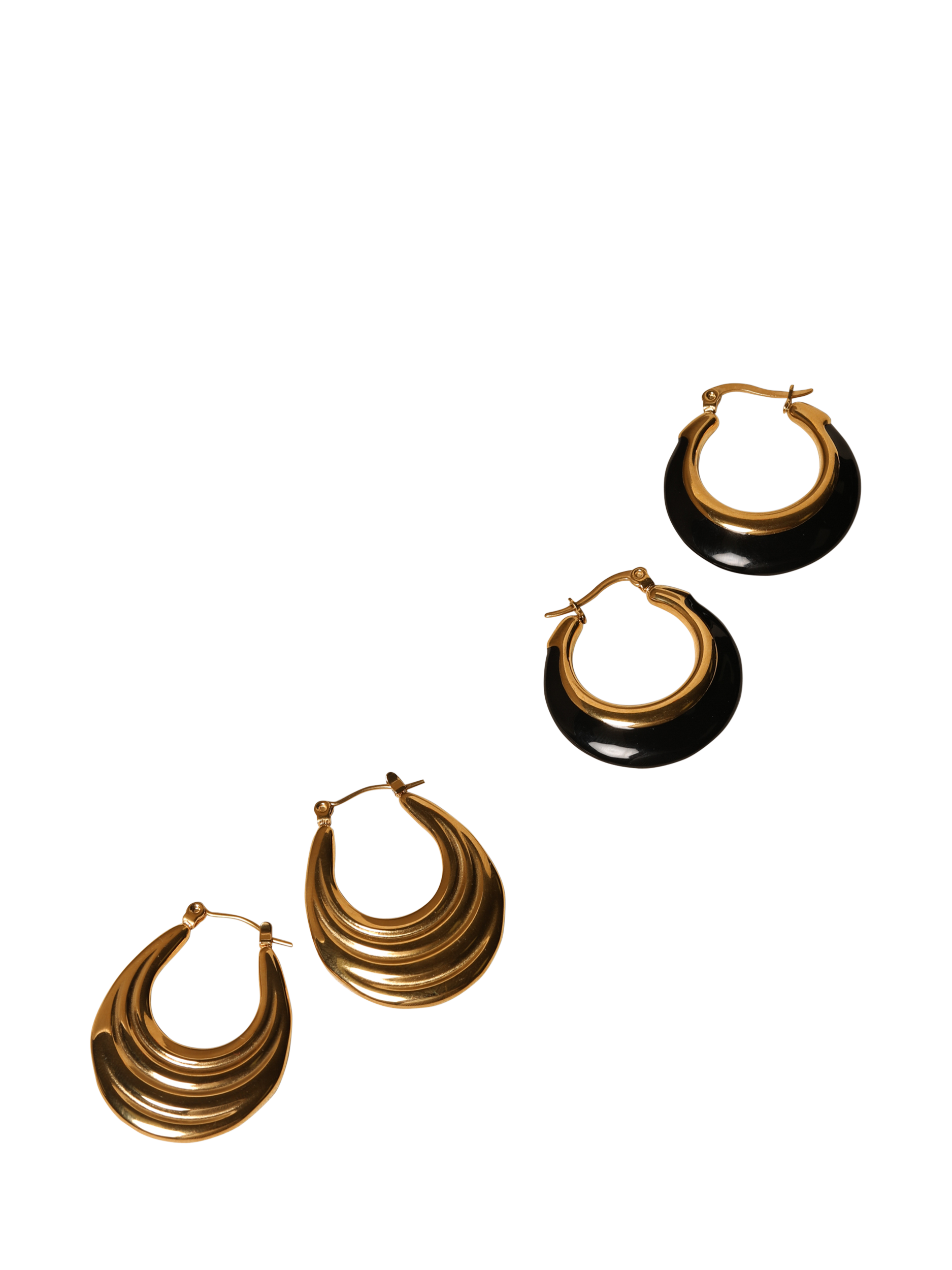 Product image 3 of 3, which shows Jon Richard Gold Plated Ridge Hoop Earrings