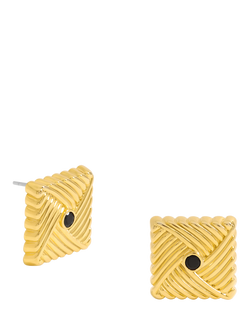 Jon Richard Gold Plated Ridge Jet Square Earrings, Gold