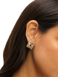 Jon Richard Gold Plated Ridge Jet Square Earrings