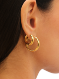 Jon Richard Waterproof Small Flat Surface Hoop Earrings, Gold