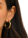 Jon Richard Waterproof Large Flat Surface Hoop Earrings, Gold