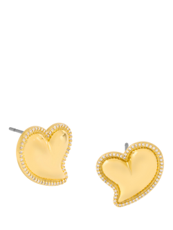 Jon Richard Puff Heart Cubic Zirconia Stud Earrings, Gold, Gold