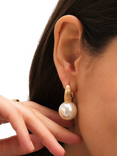 Jon Richard Ridge Hoop and Pearl Statement Earrings, Gold