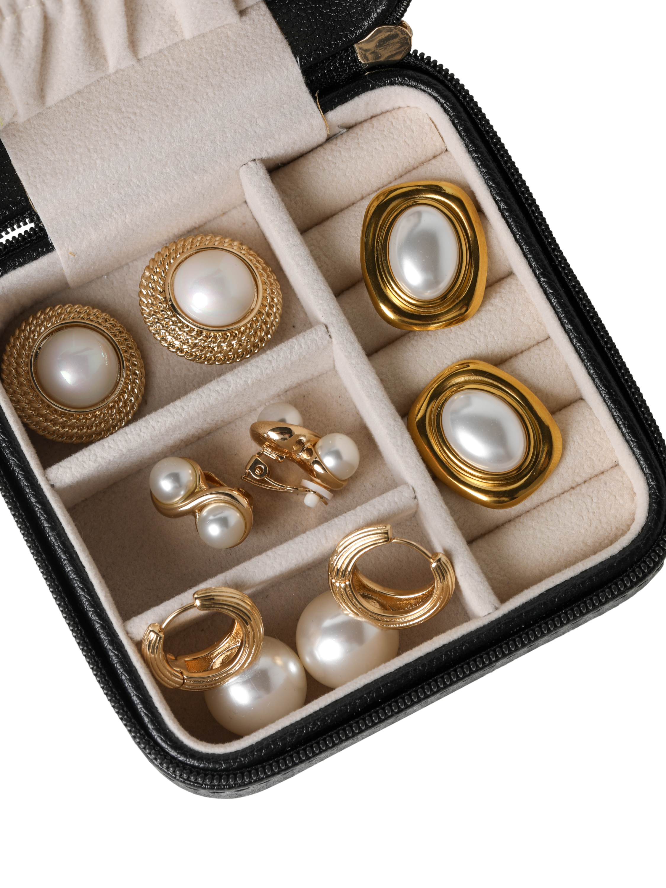 Product image 5 of 5, which shows Jon Richard Ridge Hoop and Pearl Statement Earrings, Gold