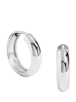 Jon Richard Waterproof Small Flat Surface Hoop Earrings, Silver, Silver