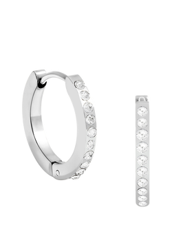 Jon Richard Waterproof Crystal Polished Huggie Hoop Earrings, Silver, Silver