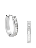 Jon Richard Waterproof Crystal Row Polished Huggie Hoop Earrings, Silver