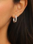 Jon Richard Waterproof Crystal Row Polished Huggie Hoop Earrings, Silver