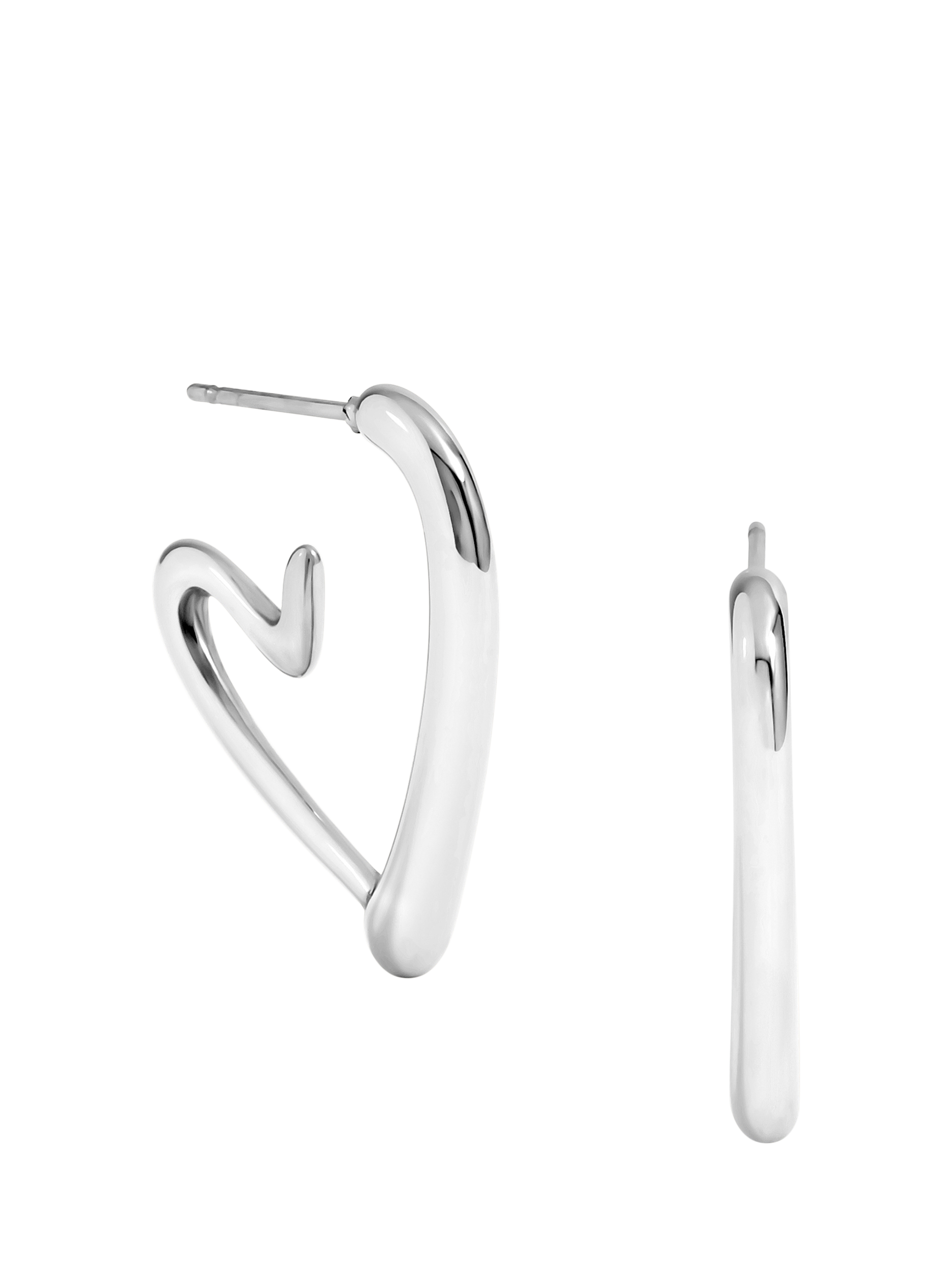Product image 1 of 4, which shows Jon Richard Waterproof Open Heart Hoop Earrings, Silver