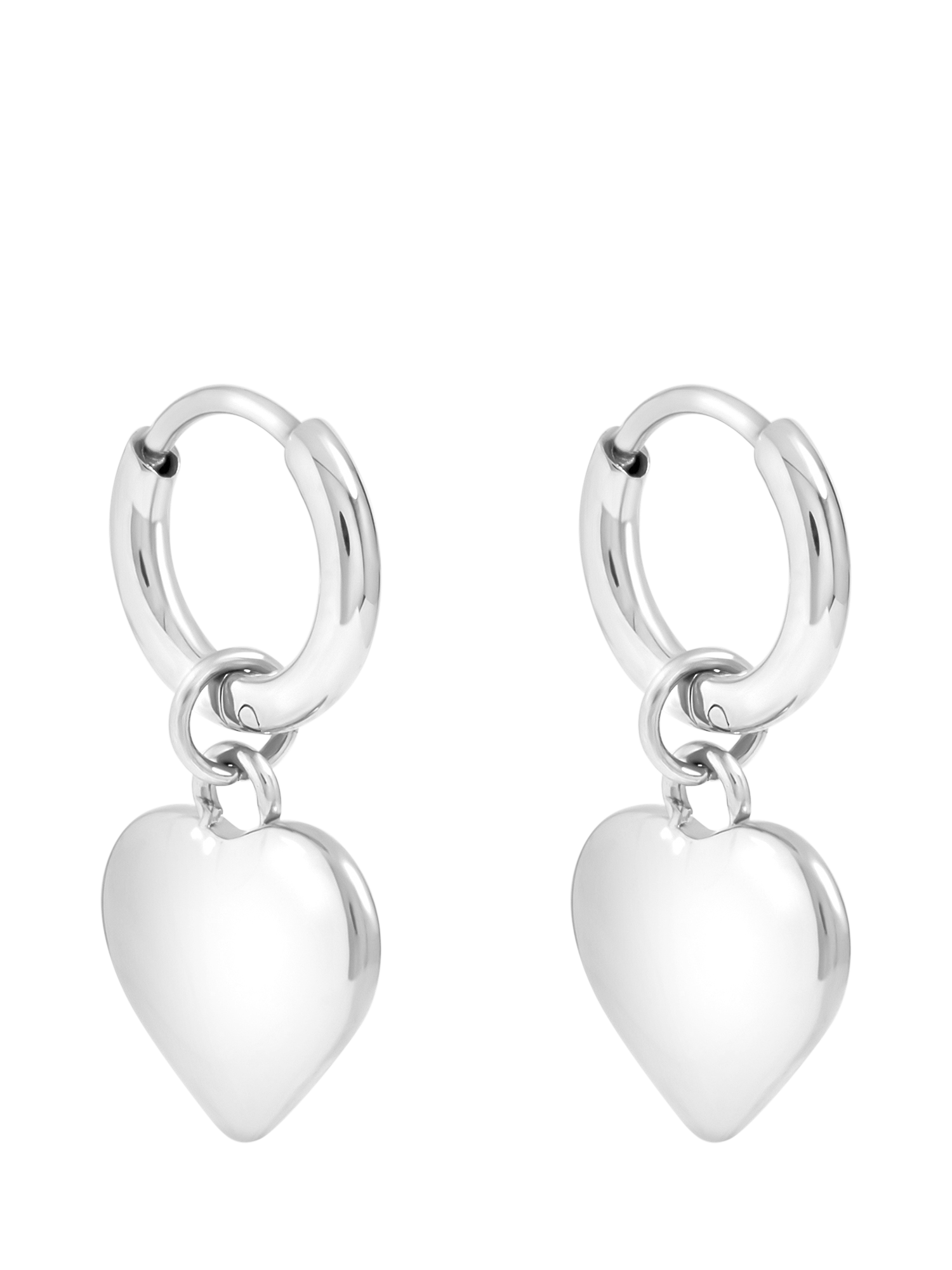 Product image 1 of 1, which shows Jon Richard Waterproof Heart Hoop Earrings, Silver