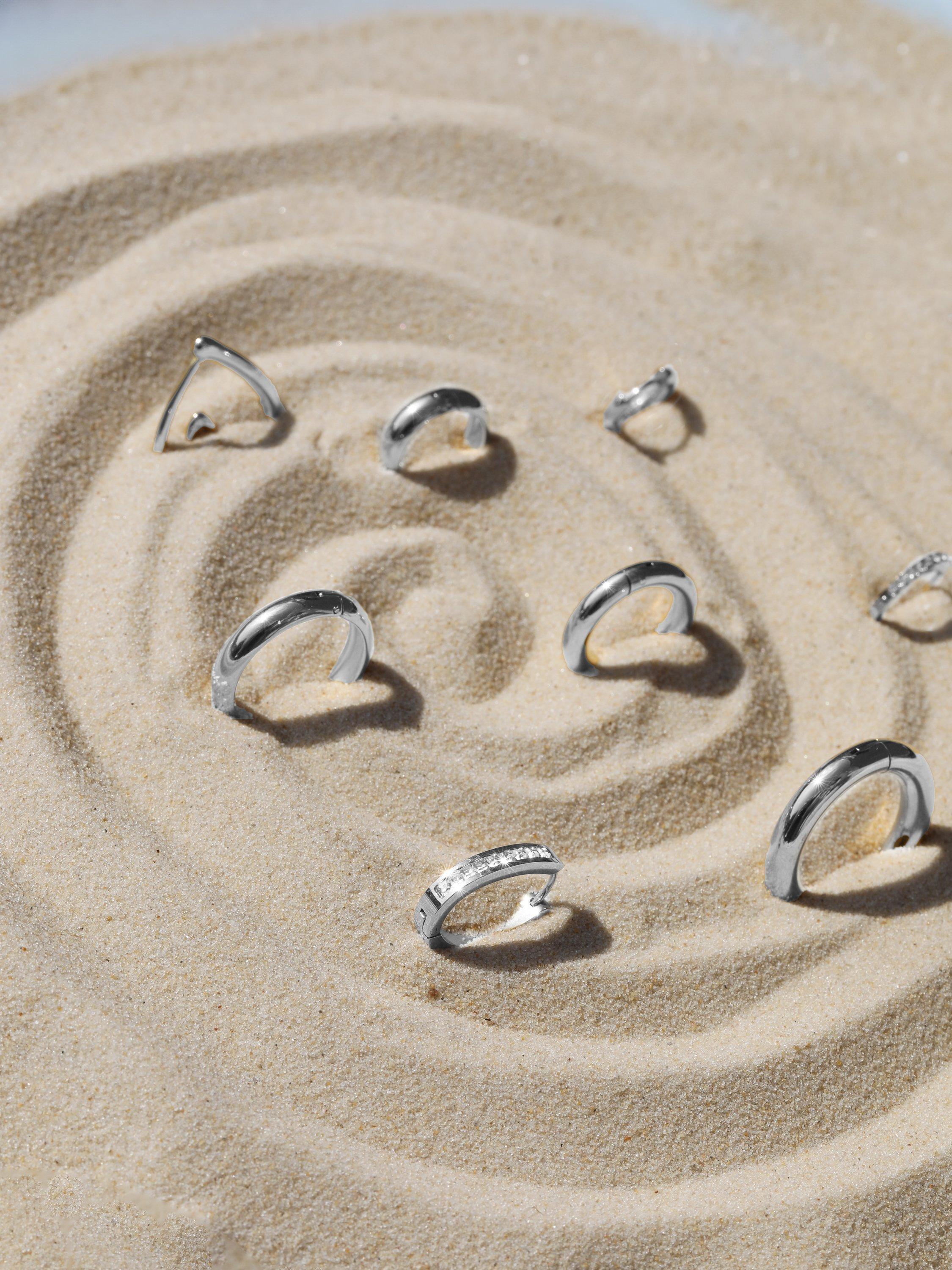 Product image 3 of 4, which shows Jon Richard Waterproof Large Chubby Hoop Earrings, Silver