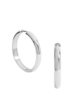 Jon Richard Waterproof Large Flat Surface Hoop Earrings, Silver, Silver