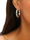 Jon Richard Waterproof Large Flat Surface Hoop Earrings, Silver