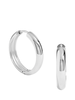 Jon Richard Waterproof Medium Flat Surface Hoop Earrings, Silver, Silver