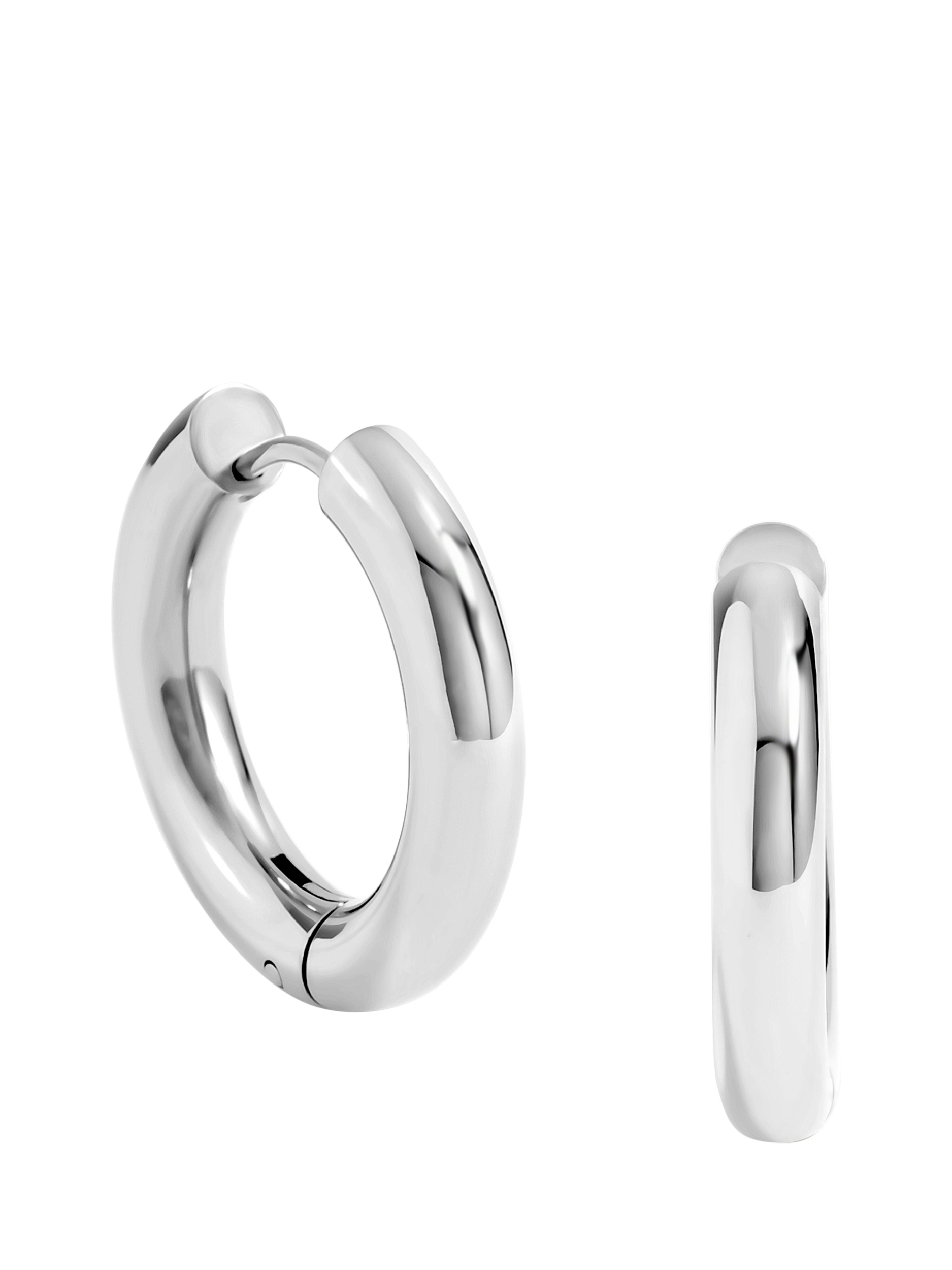 Product image 1 of 4, which shows Jon Richard Waterproof Medium Chubby Hoop Earrings, Silver