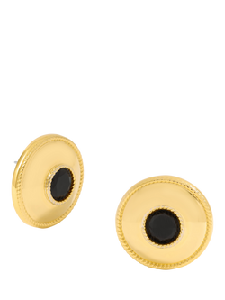 Jon Richard Statement Polished Jet Round Earrings, Gold, Gold