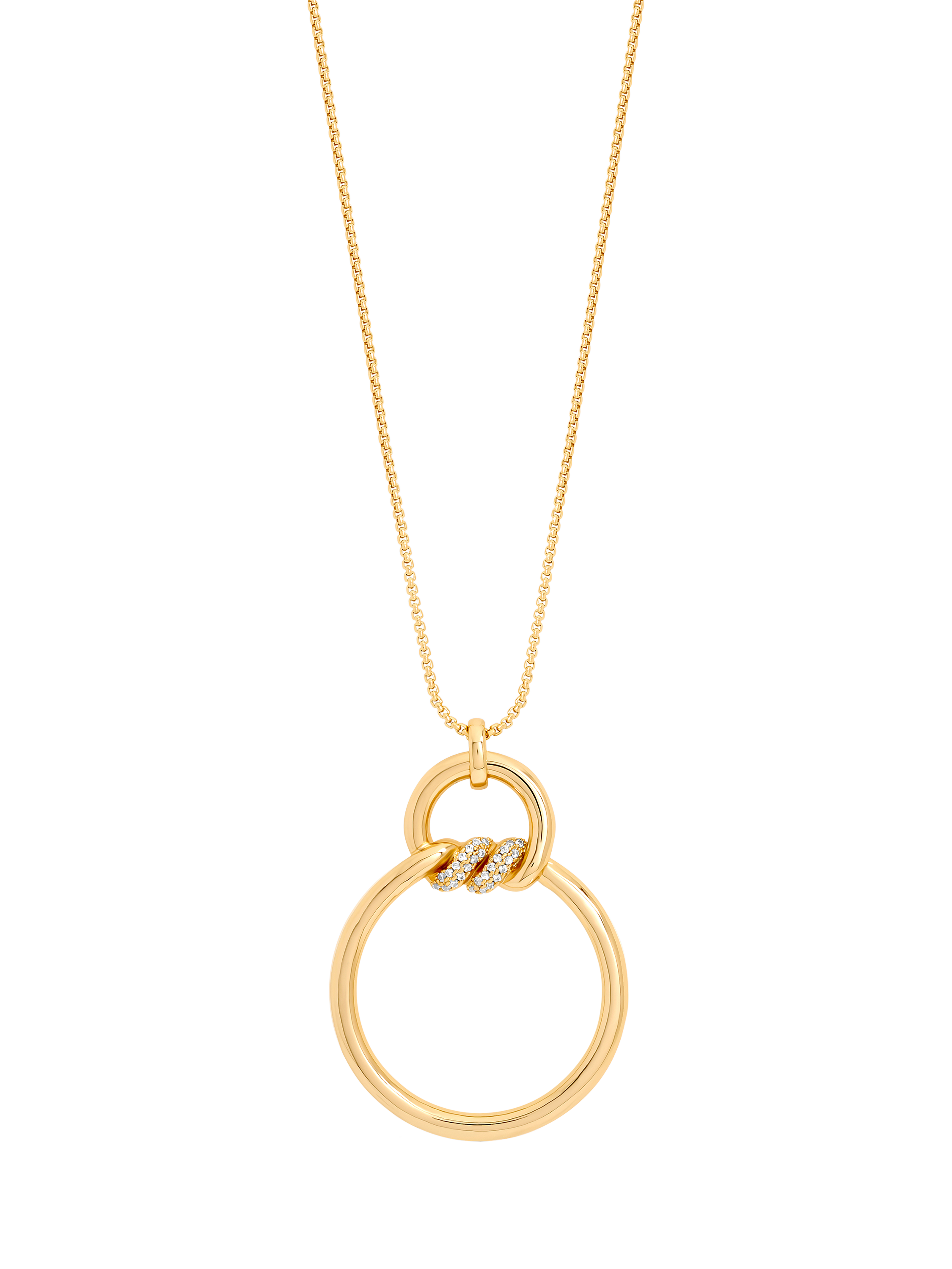Product image 1 of 3, which shows Jon Richard Pave Long Chain Pendant Necklace, Gold Plated