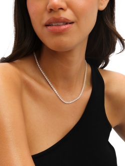 Jon Richard Stainless Steel Tennis Necklace, Silver - view 2, Silver