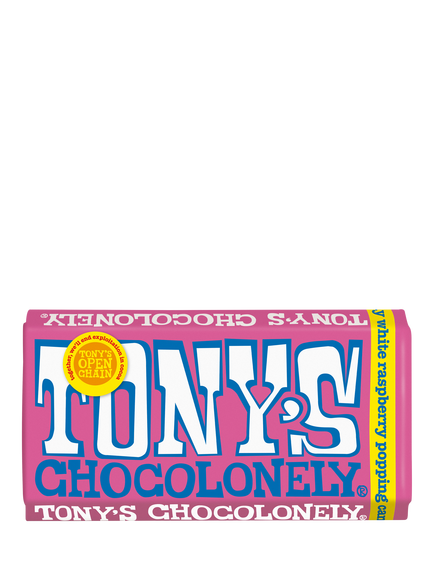 Tony's Chocolonely Raspberry Popping Candy Chocolate Bar, 180g, Multi Multi