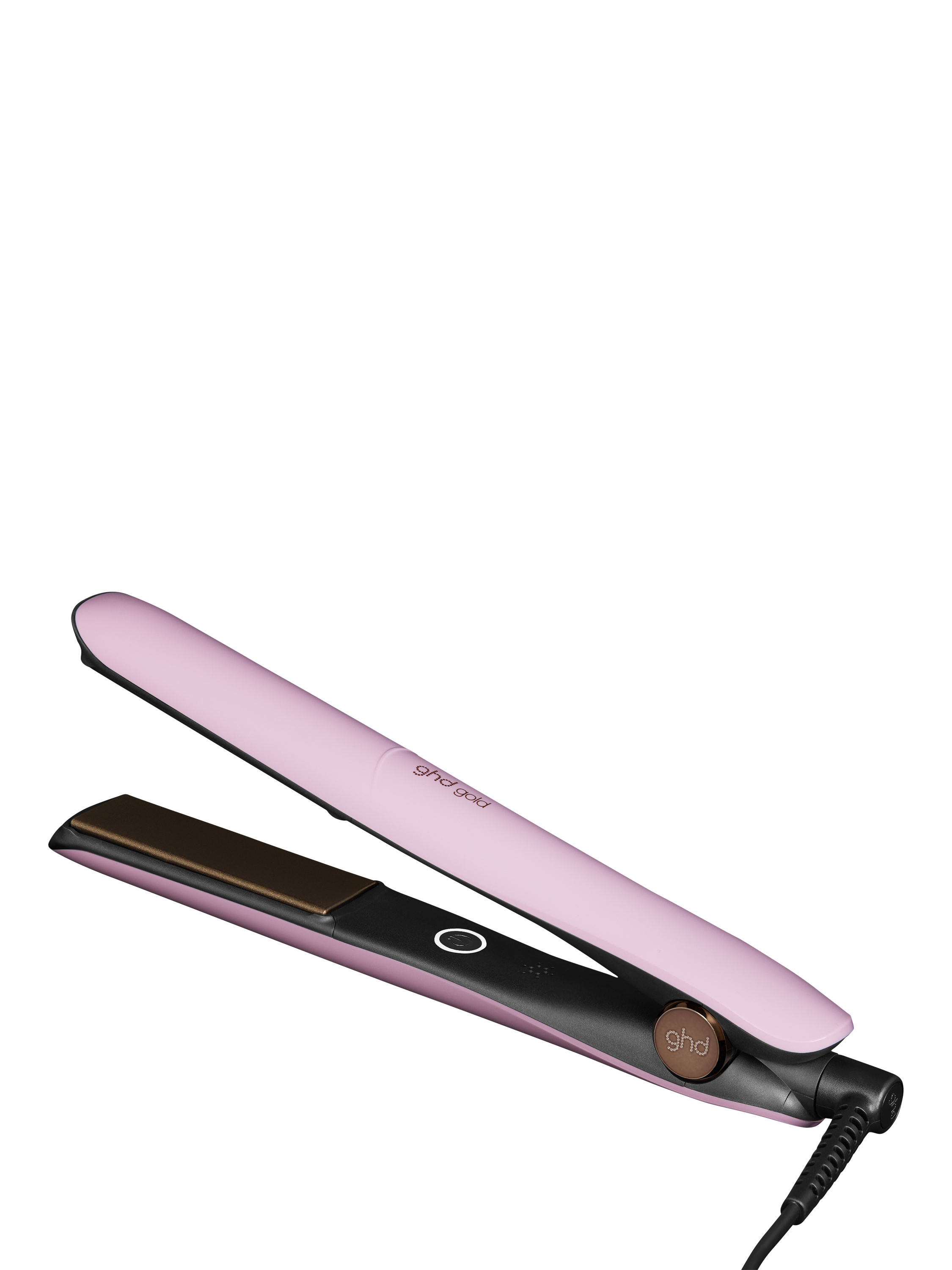 Product image 1 of 1, which shows ghd Gold Charity Limited Edition Hair Straighteners with Matching Heat-Resistant Bag & Mat, Pink