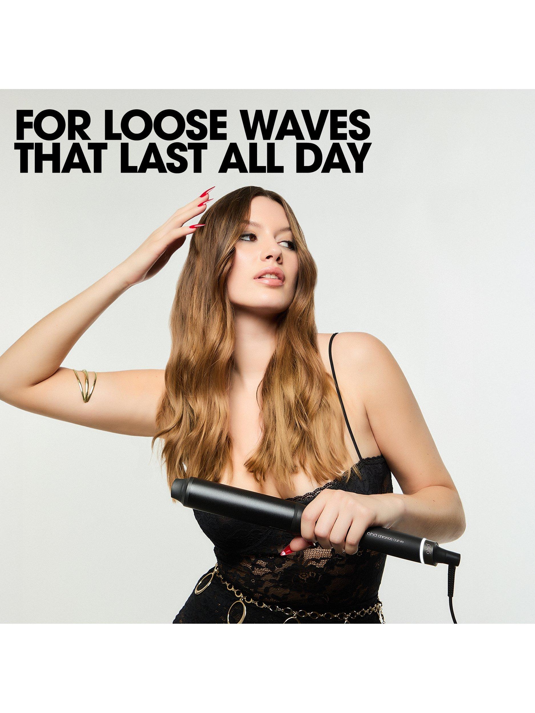 Product image 2 of 8, which shows ghd Chronos Curve Max Wand 38mm Hair Curler, Black