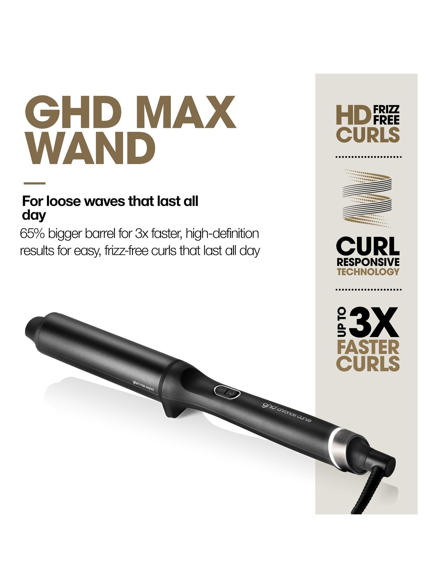 Product image 3 of 8, which shows ghd Chronos Curve Max Wand 38mm Hair Curler, Black