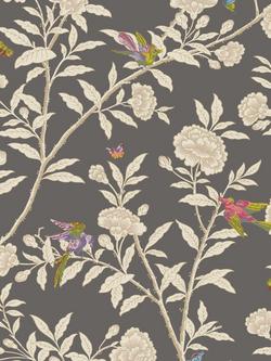 Cole & Son Roseberry with Birds Wallpaper, Soft Charcoal