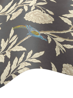Cole & Son Roseberry with Birds Wallpaper - view 2, Soft Charcoal