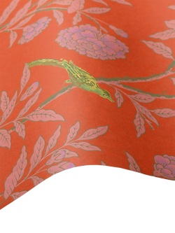 Cole & Son Roseberry with Birds Wallpaper - view 2, Vermillion