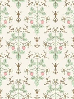 Cole & Son Strawberry Wallpaper, Blush Mint On Pastel
