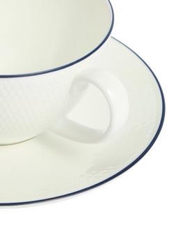 Wedgwood Gio Blue Line Bone China Tea Cup & Saucer, 290ml, White/Blue - view 2, White/Blue