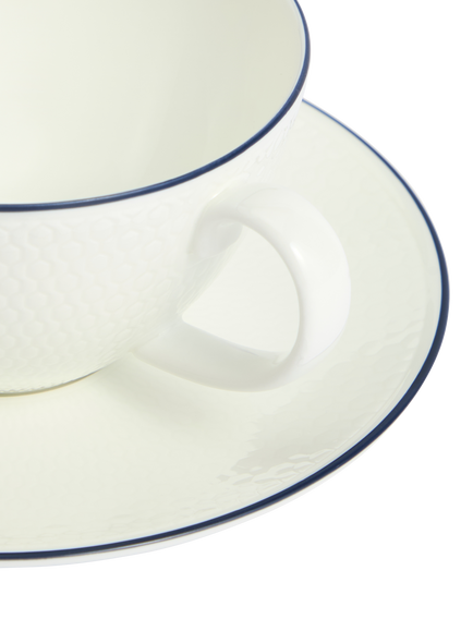Wedgwood Gio Blue Line Bone China Tea Cup & Saucer, 290ml, White/Blue - view 2, White/Blue