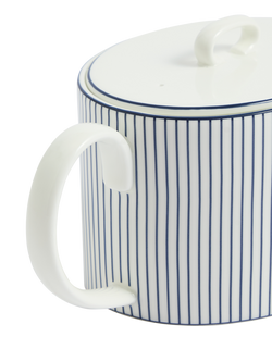 Wedgwood Gio Pinstripe Bone China Teapot, 940ml, White/Blue - view 2, White White