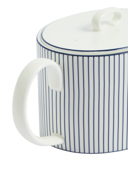 Wedgwood Gio Pinstripe Bone China Teapot, 940ml, White/Blue - view 2, White White