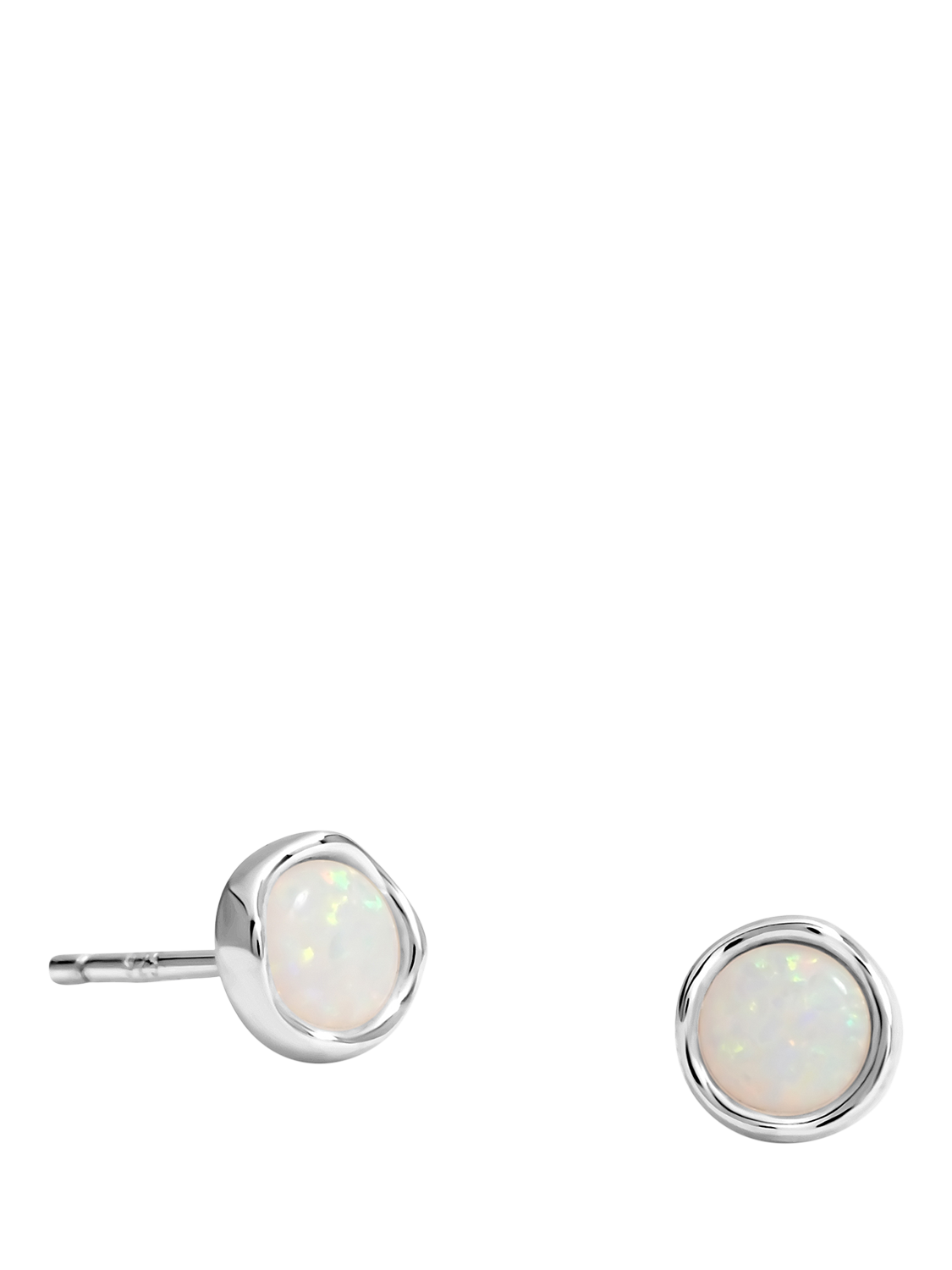 Product image 1 of 5, which shows Simply Silver Polished Semi Precious Opal Stud Earrings