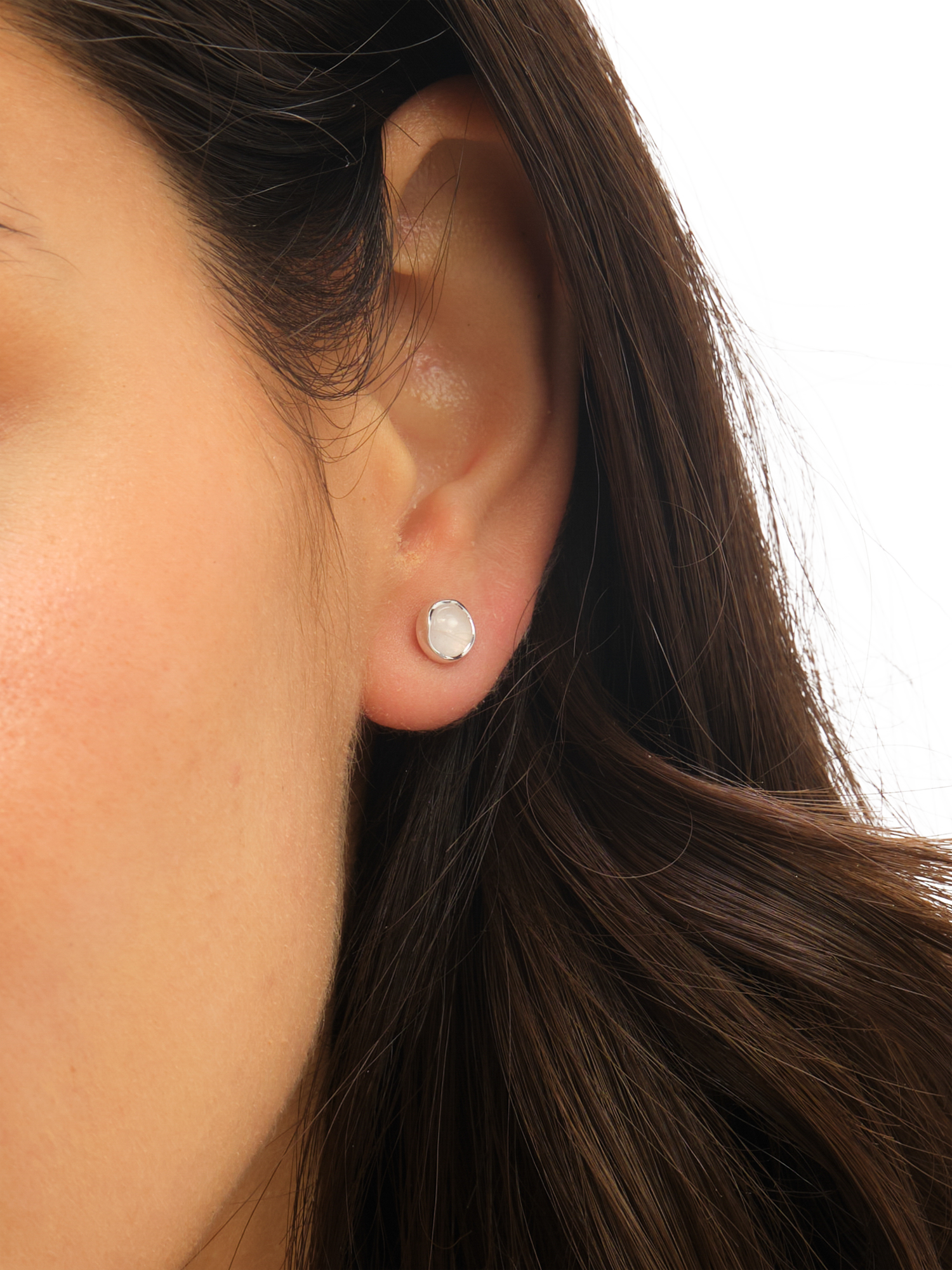 Product image 4 of 5, which shows Simply Silver Polished Semi Precious Opal Stud Earrings