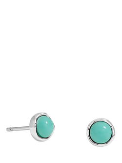 Simply Silver Polished and Turquoise Stud Earrings, Silver, Silver