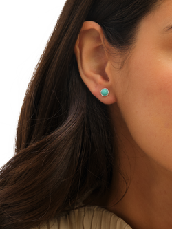 Simply Silver Polished and Turquoise Stud Earrings, Silver - view 2, Silver