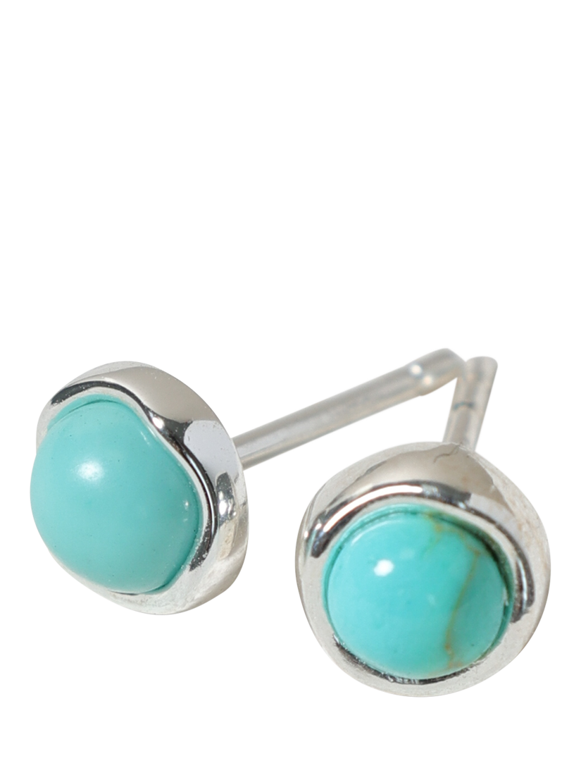 Product image 3 of 3, which shows Simply Silver Polished and Turquoise Stud Earrings, Silver