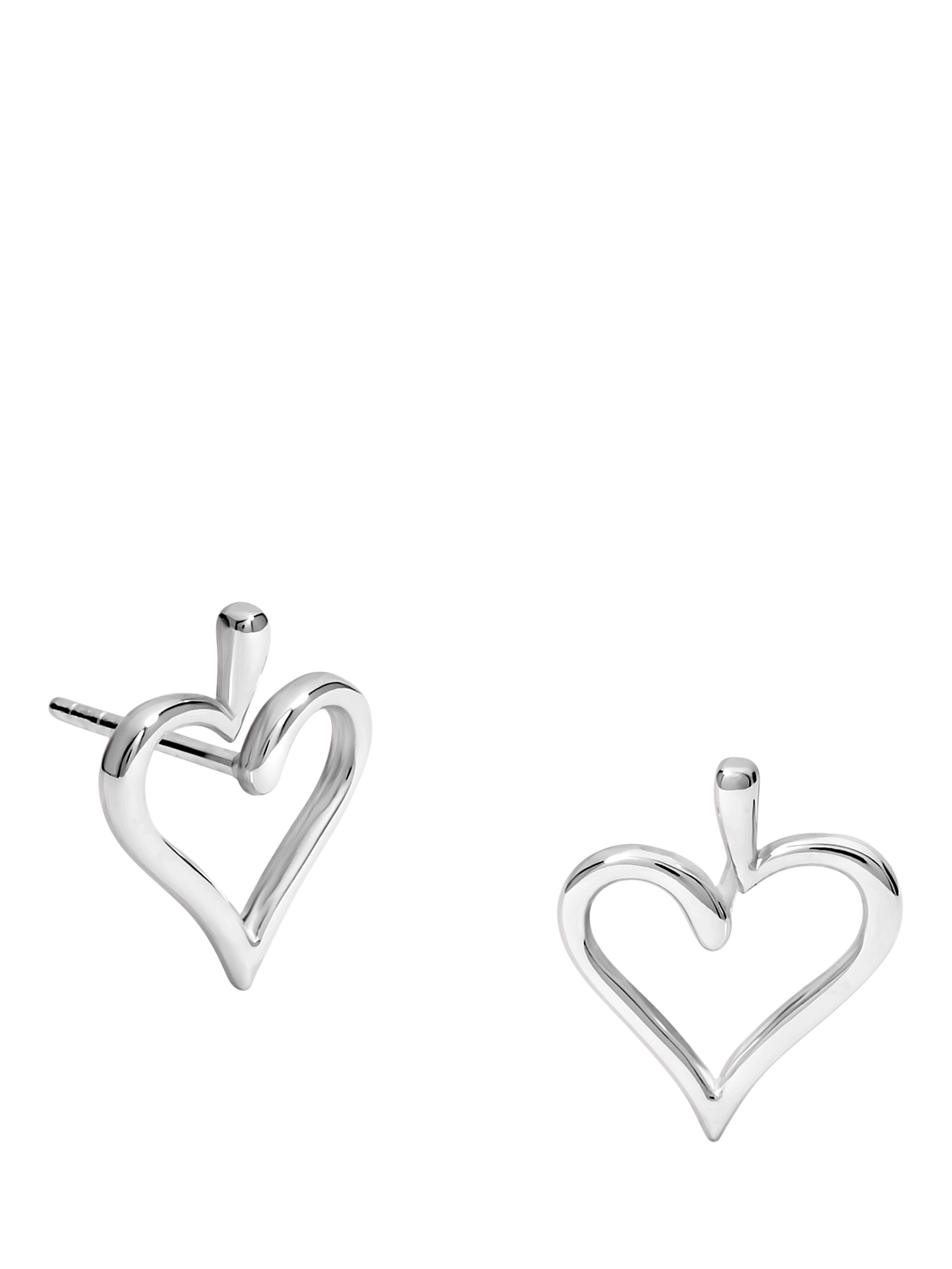 Product image 1 of 4, which shows Simply Silver Polished Open Heart Stud Earrings, Silver