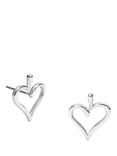 Simply Silver Polished Open Heart Stud Earrings, Silver
