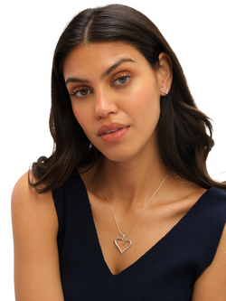 Simply Silver Polished Open Heart Stud Earrings, Silver - view 2, Silver