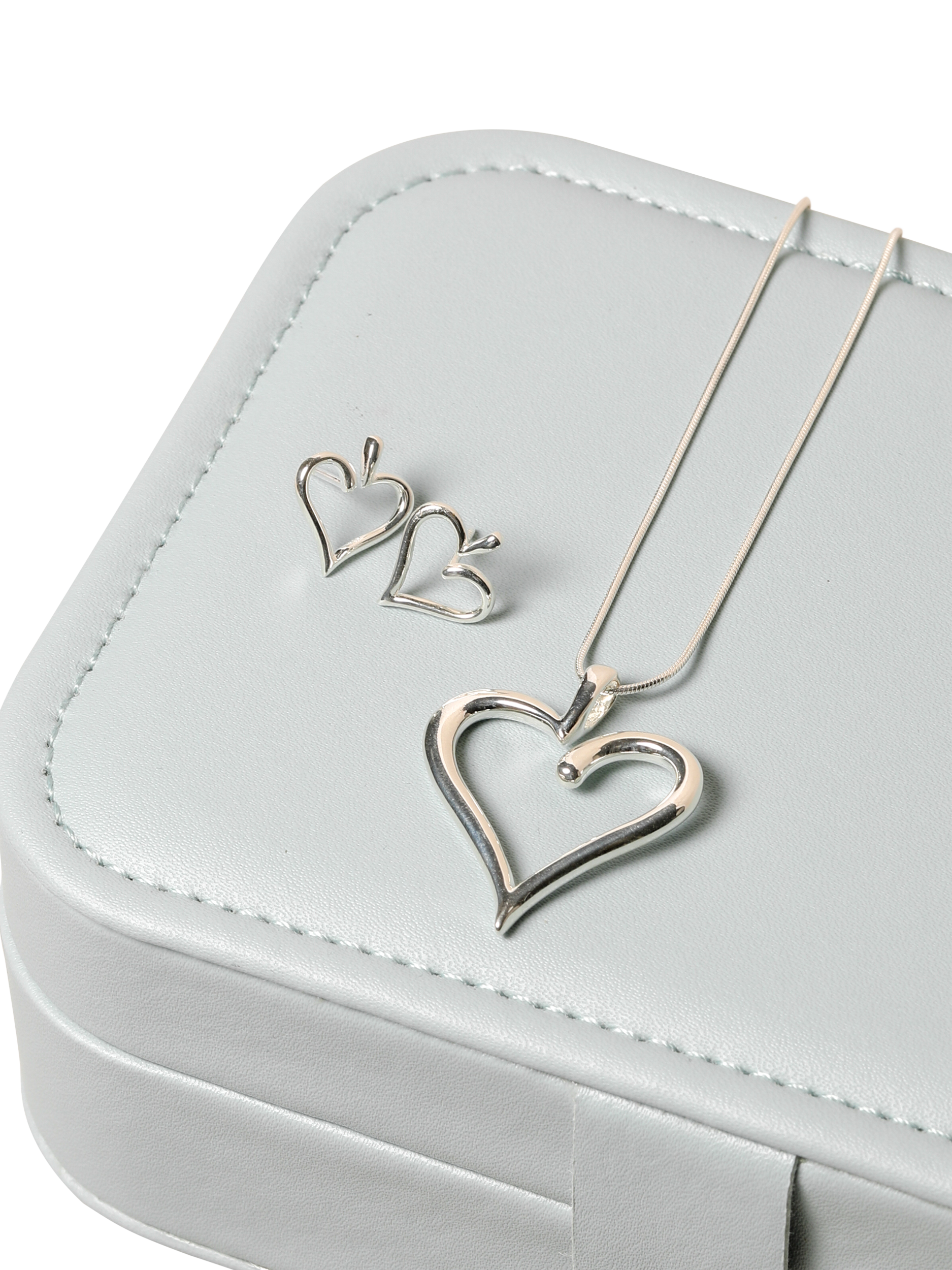 Product image 4 of 4, which shows Simply Silver Polished Open Heart Stud Earrings, Silver