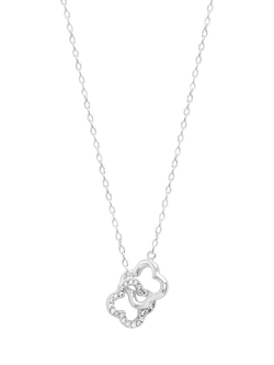 Simply Silver Pave Clover Interlink Necklace, Silver, Silver