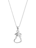 Simply Silver Polished Cubic Zirconia Open Heart Graduation Pendant