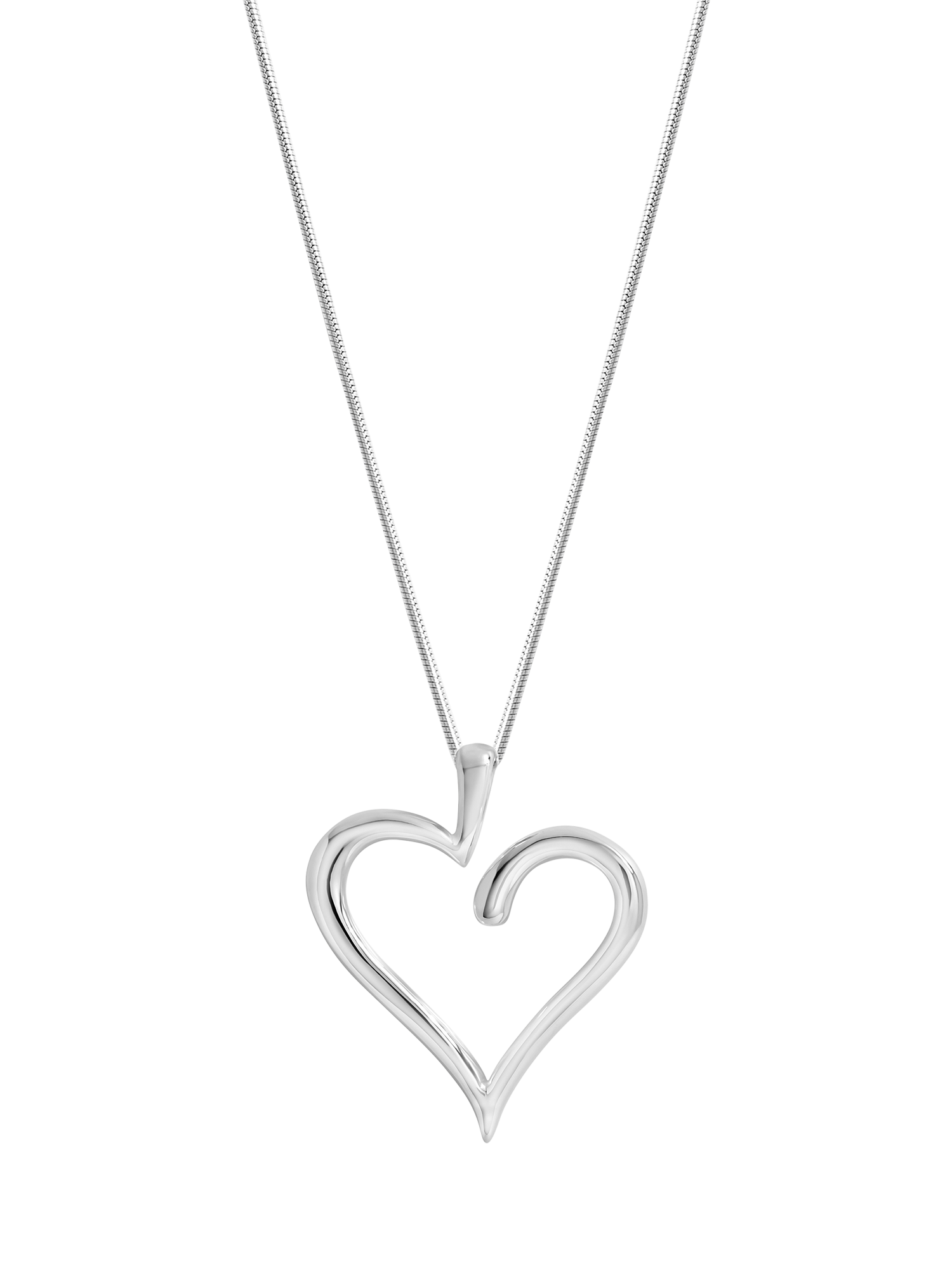 Product image 1 of 5, which shows Simply Silver Polished Open Heart Pendant, Silver