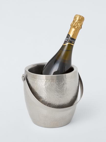 John Lewis Matt Finished Hammered Stainless Steel Ice Bucket - view 2, Stainless Steel