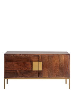 Swoon Banner Small Media Unit, Brown/Brass, Dark Brown