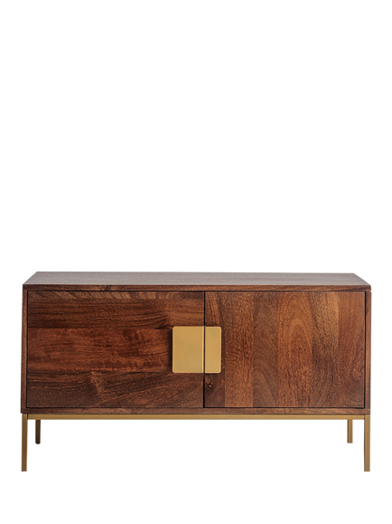 Swoon Banner Small Media Unit, Brown/Brass, Dark Brown
